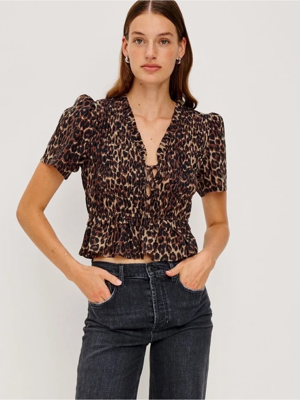 NWT Rails V-Neck Short Sleeve Animal Print Top